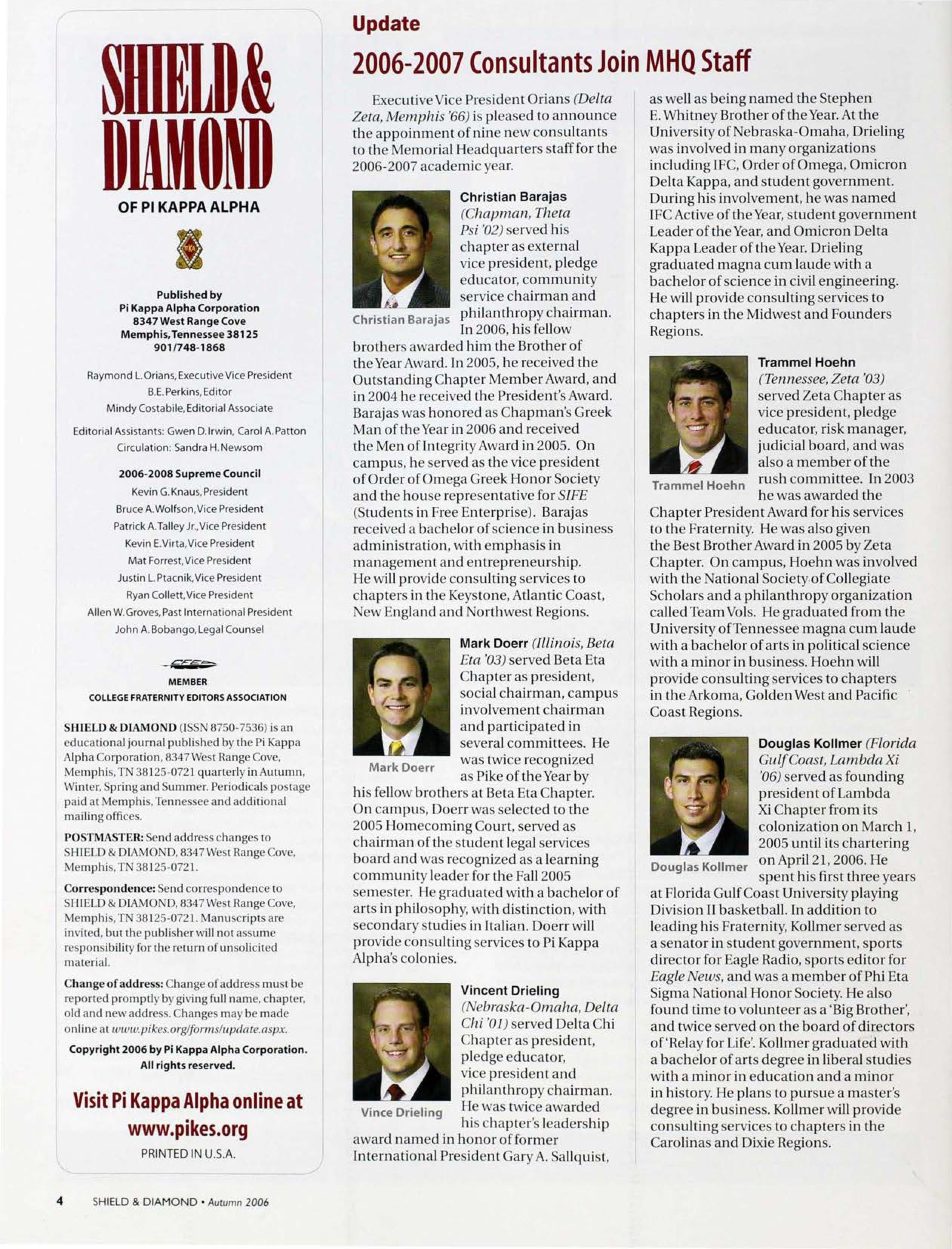 Update: 2006-2007 Consultants Join MHQ Staff